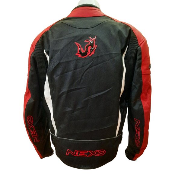 Y2K Leather Racing Motorcycle Jacket Armored Mens Size M Red Black White Nexo - Picture 8 of 15